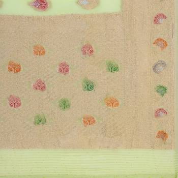 Mint Green Pure Georgette With Hand Brush Printed Saree 4