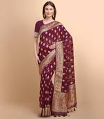 Maroon Pure Georgette With Hand Brush Printed Saree
