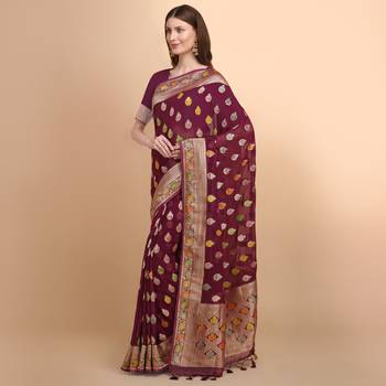 Maroon Pure Georgette With Hand Brush Printed Saree 2