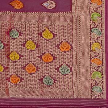 Maroon Pure Georgette With Hand Brush Printed Saree 4