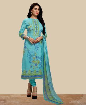 Blue thread embroidery cotton salwar 1