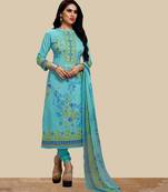 Blue thread embroidery cotton salwar