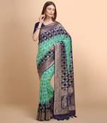 Blue Pure Georgette Saree With Bandhani Weaving 