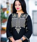 Black printed rayon kurtas-and-kurtis