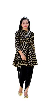 Black printed rayon kurtas-and-kurtis 1