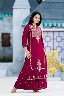 Wine printed rayon kurtas-and-kurtis 4