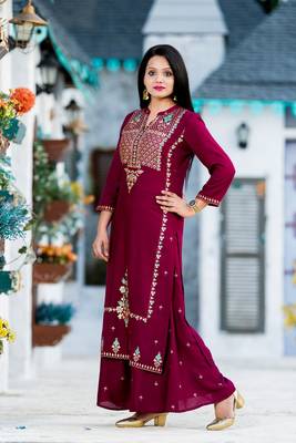 Wine printed rayon kurtas-and-kurtis 5