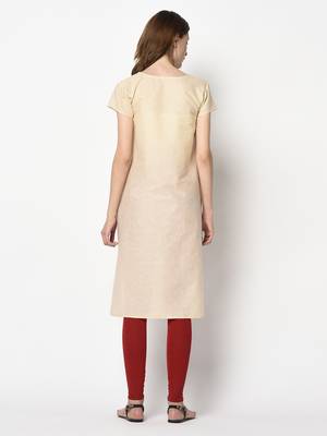 Beige printed cotton party-wear-kurtis 2