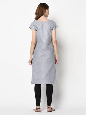 Grey printed cotton party-wear-kurtis 2