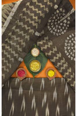 Mehendi woven cotton saree with blouse 4