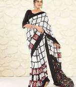 White woven cotton saree with blouse