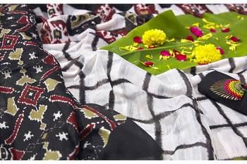 White woven cotton saree with blouse 4