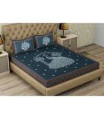Turquoise printed cotton bed-sheets