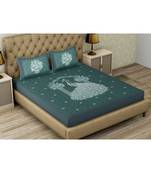 Turquoise printed cotton bed-sheets