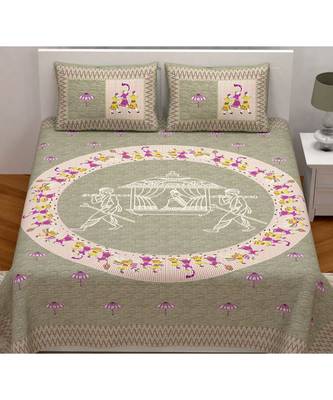 grey printed cotton bed-sheets 1