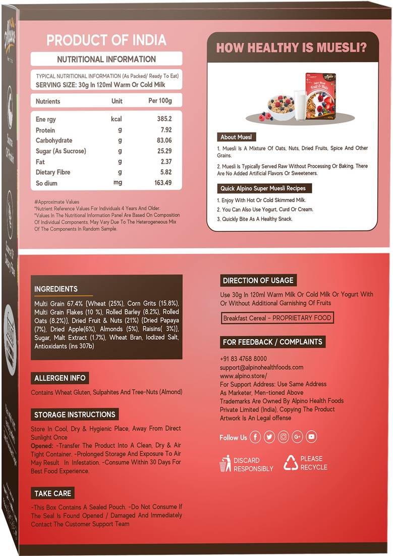 Alpino Super Muesli Fruit & Nuts 400 G