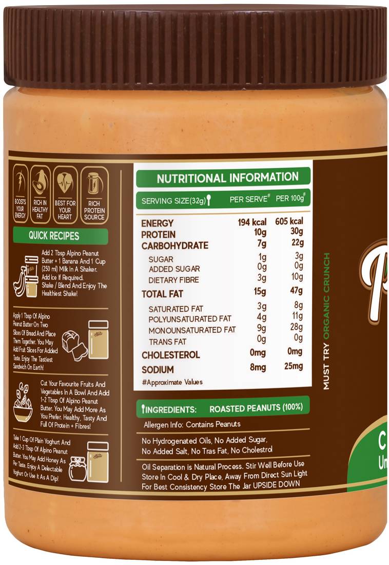 Alpino Natural Peanut Butter Smooth 400 G