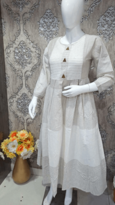 Cream Colored Cotton Slub Kurta 2