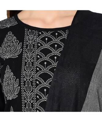 Black Elora Pure Cotton With khadi Printed Salwar Suit Unstitched Dress Material for Women 4