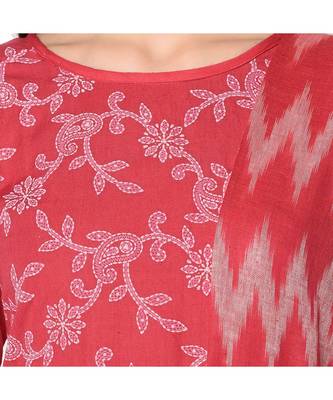 pink Elora Pure Cotton With khadi Printed Salwar Suit Unstitched Dress Material for Women 4