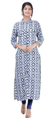 Blue Colored Sherwani Pattern Cotton Kurta With Rayon Pant 1