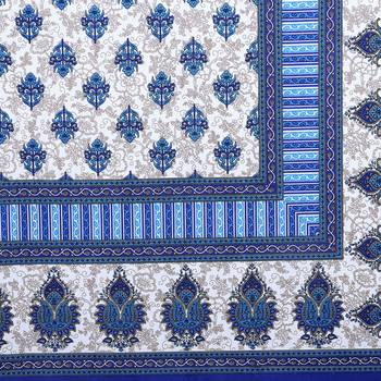 Blue Cotton Printed Jaipuri Double Bedsheet with 2 Pillow Covers 5