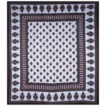 Brown Cotton Printed Jaipuri Double Bedsheet with 2 Pillow Covers 5
