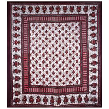 Maroon Cotton Printed Jaipuri Double Bedsheet with 2 Pillow Covers 4