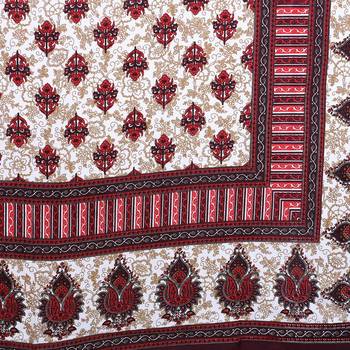 Maroon Cotton Printed Jaipuri Double Bedsheet with 2 Pillow Covers 5