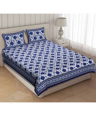 Blue Cotton Premium King Size Bedsheet with Two Zip Pillow Covers 1