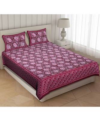 Pink Cotton Premium King Size Bedsheet with Two Zip Pillow Covers 1