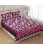Pink Cotton Premium King Size Bedsheet with Two Zip Pillow Covers