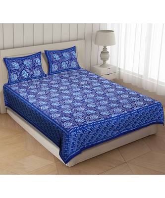 Blue Cotton Premium King Size Bedsheet with Two Zip Pillow Covers 1