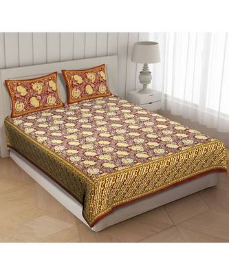 Brown Cotton Premium King Size Bedsheet with Two Zip Pillow Covers 1