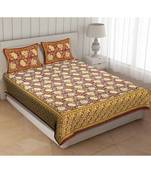 Brown Cotton Premium King Size Bedsheet with Two Zip Pillow Covers