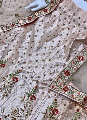 pink embroidered satin semi stitched bridal lehengas 4