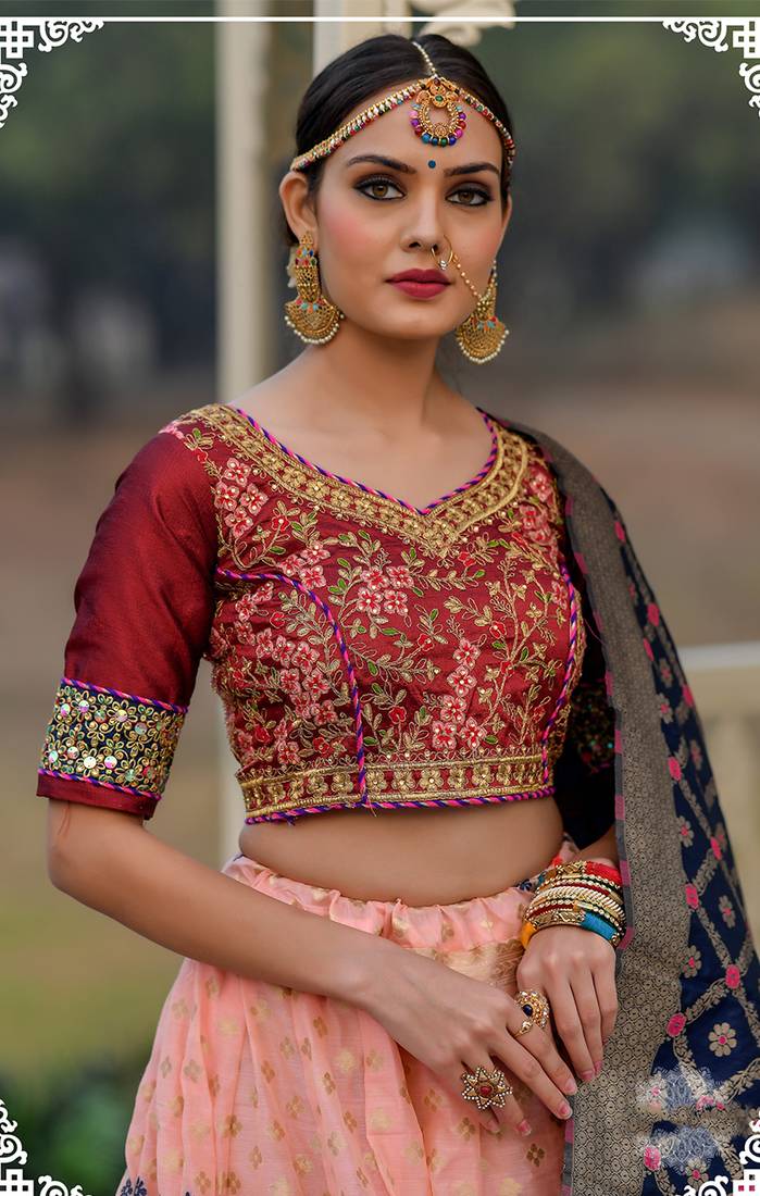 light pink banarasi lehenga