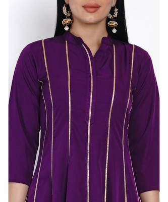 women purple crepe anarkali kurta with gota inserts 6
