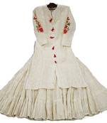 Cream Colored Embroidery Worked Sharara Kurti
