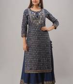 Blue Colored Sharara Set With Kurti Pattern Dress
