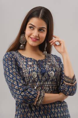 Blue Colored Sharara Set With Kurti Pattern Dress 2