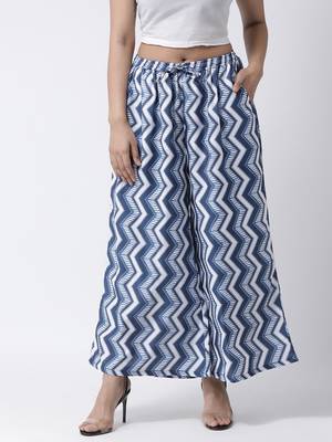 Blue printed rayon palazzo-pants 1