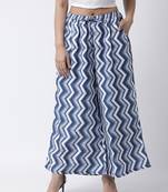Blue printed rayon palazzo-pants