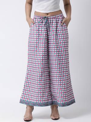 White printed rayon palazzo-pants 1