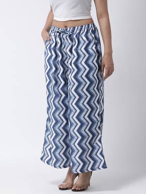 Blue printed rayon palazzo-pants 2