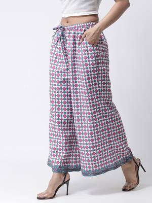 White printed rayon palazzo-pants 2