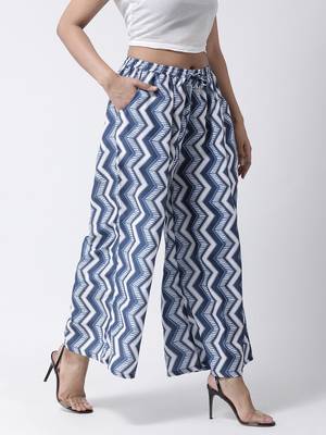 Blue printed rayon palazzo-pants 3