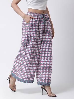 White printed rayon palazzo-pants 3