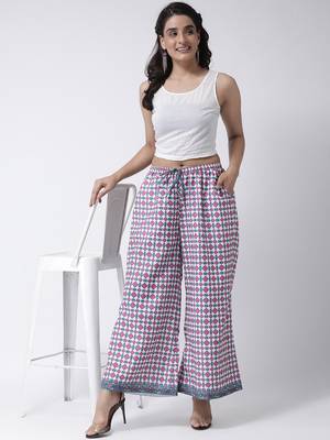 White printed rayon palazzo-pants 4