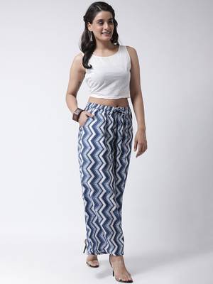 Blue printed rayon palazzo-pants 4